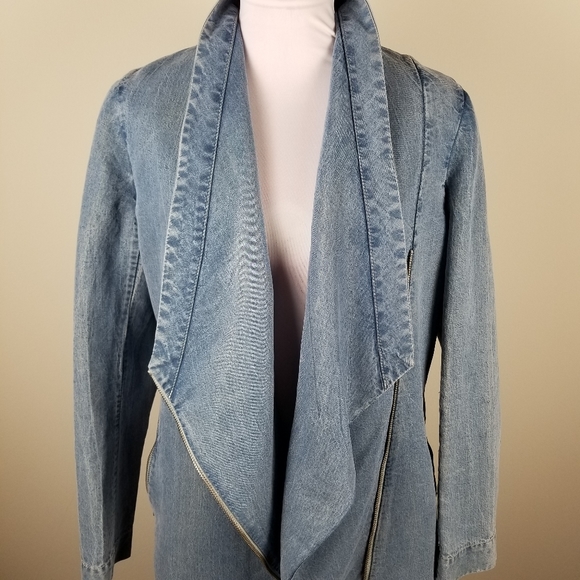 SOIA & KYO Stefie Denim Jacket w/Draped Collar-S - Picture 4 of 11